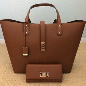 MK Karson Large Carryall Tote and Trifold Wallet